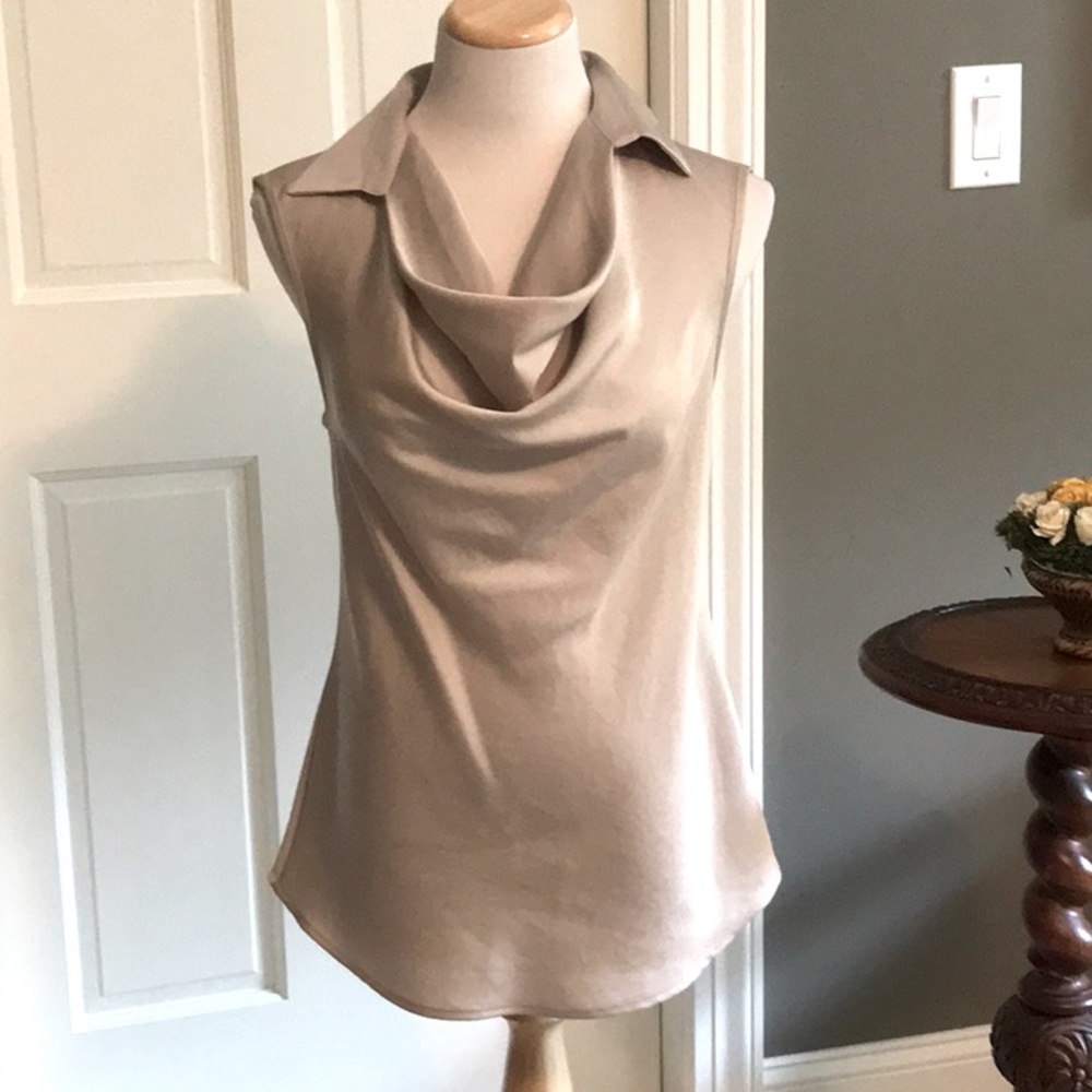 Calvin Klein. Sleeveless silky top. Oyster color. Heavy Luxe fabric.